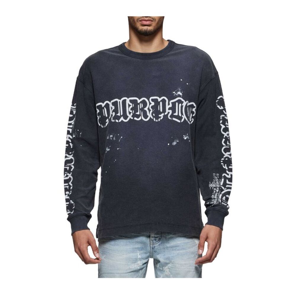 Purple Brand Sweatshirt Textured Jersey Mens Black P204